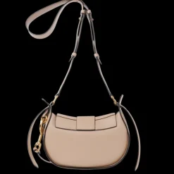 Petit sac bandoulière CHLOE Ride demi lune cuir lisse beige rosé