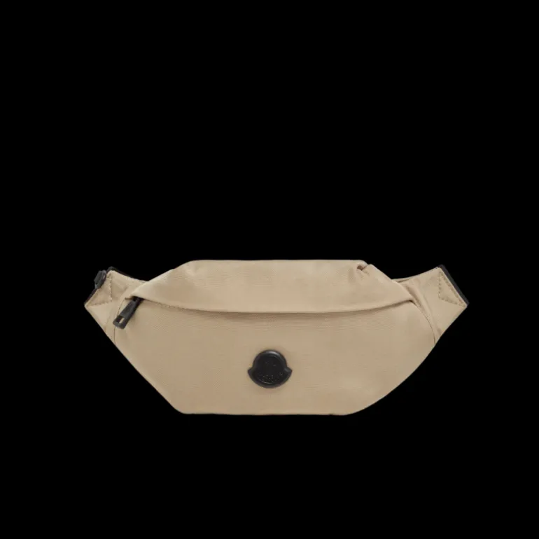 Petit sac ceinture banane MONCLER Durance nylon beige logo gomme noir