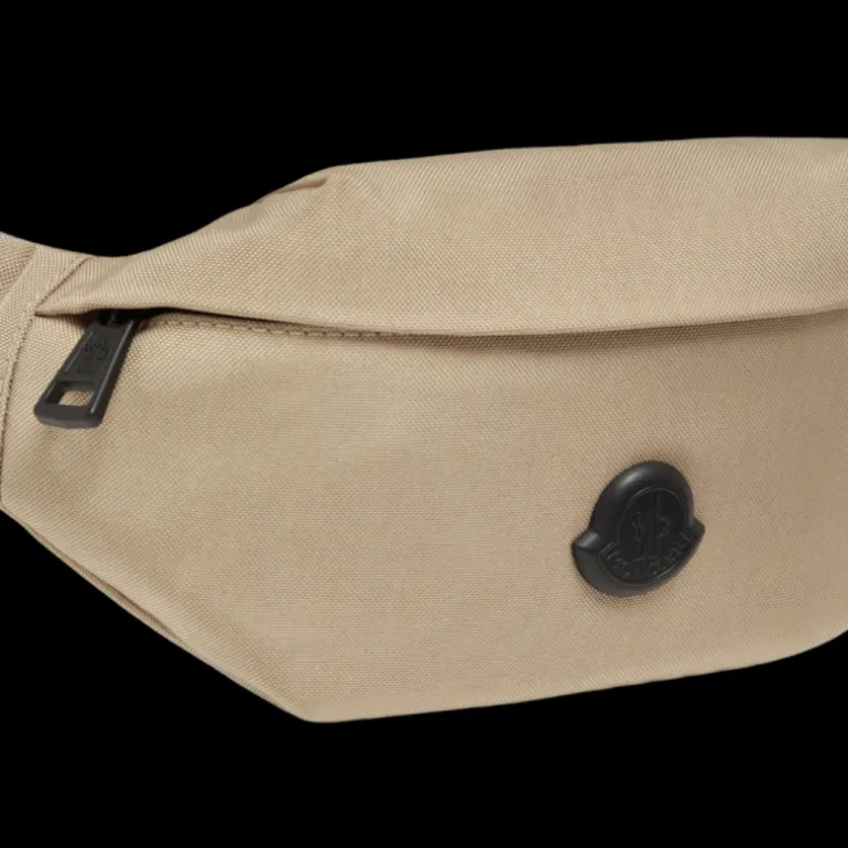 Petit sac ceinture banane MONCLER Durance nylon beige logo gomme noir