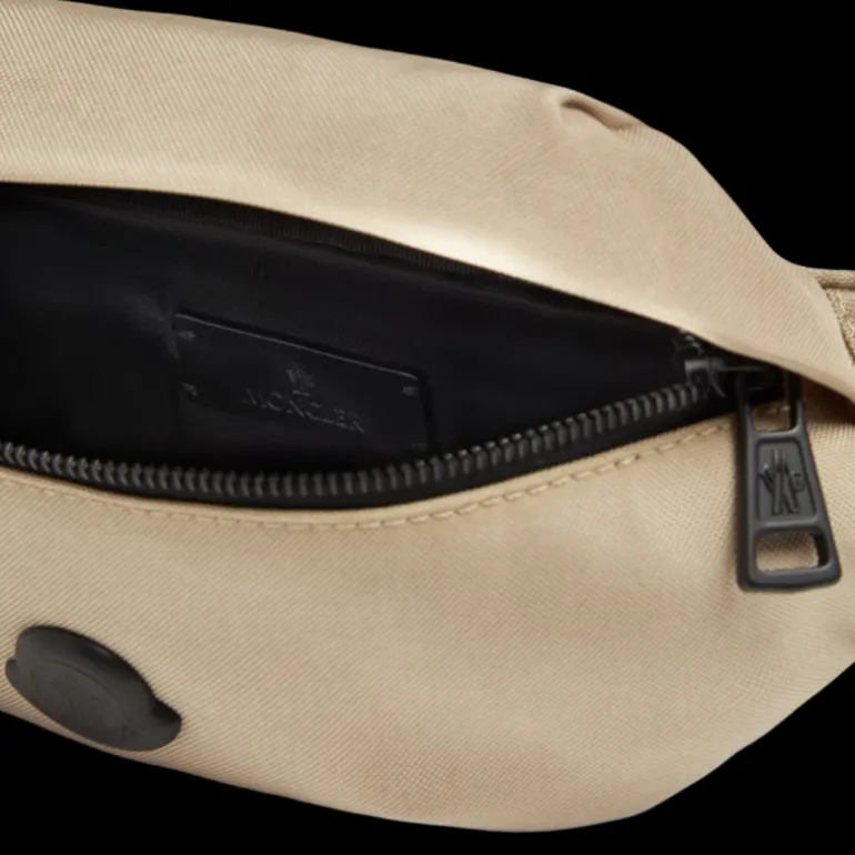 Petit sac ceinture banane MONCLER Durance nylon beige logo gomme noir