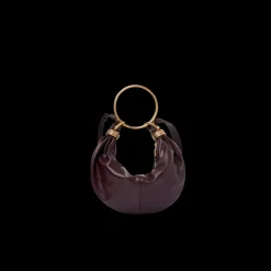 Petit sac hobo Bracelet CHLOE cuir veau grainé brillant bordeaux