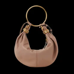 Petit sac hobo CHLOE Bracelet bag cuir grainé beige rosé