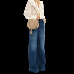 Petit sac porté épaule CHLOE Marcie cuir beige nude