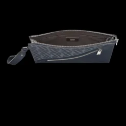 Pochette FENDI Diagonal toile FF bleu jean denim cuir bleu marine