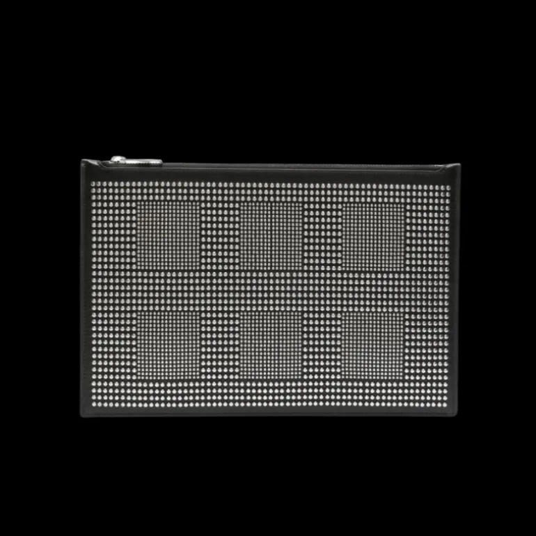 Pochette Tablette ALEXANDER MCQUEEN Snatched cuir veau noir clous