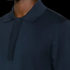 polo à manches courtes LANVIN en coton bleu marine