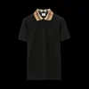 Polo BURBERRY Cody coton noir col check beige