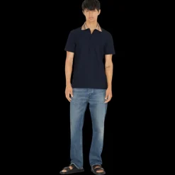 Polo BURBERRY Cody coton bleu marine col check beige