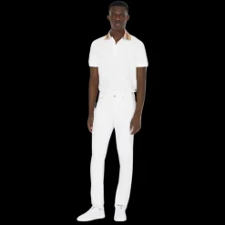 Polo BURBERRY Cody coton blanc col check beige