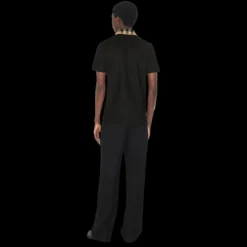 Polo BURBERRY Cody coton noir col check beige