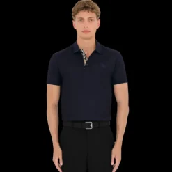 Polo BURBERRY Eddie manches courtes coton piqué bleu marine broderie logo EDK