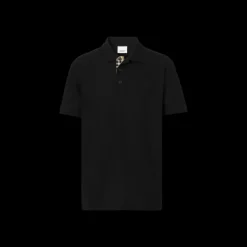 Polo BURBERRY Eddie manches courtes coton piqué Noir logo Monogramme TB