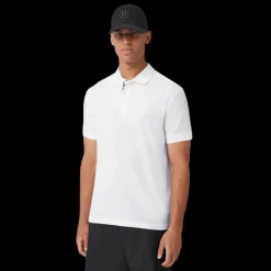 Polo BURBERRY Eddie manches courtes coton piqué blanc logo Monogramme TB