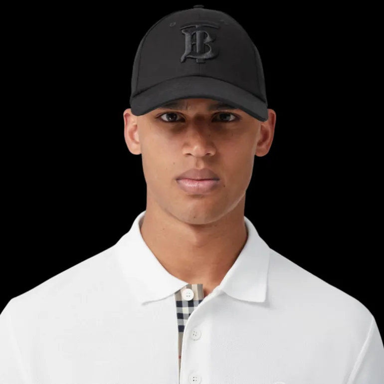 Polo BURBERRY Eddie manches courtes coton piqué blanc logo Monogramme TB