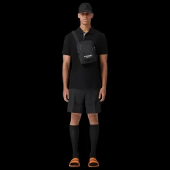 Polo BURBERRY Eddie manches courtes coton piqué Noir logo Monogramme TB