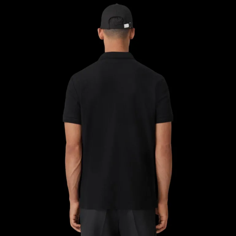 Polo BURBERRY Eddie manches courtes coton piqué Noir logo Monogramme TB