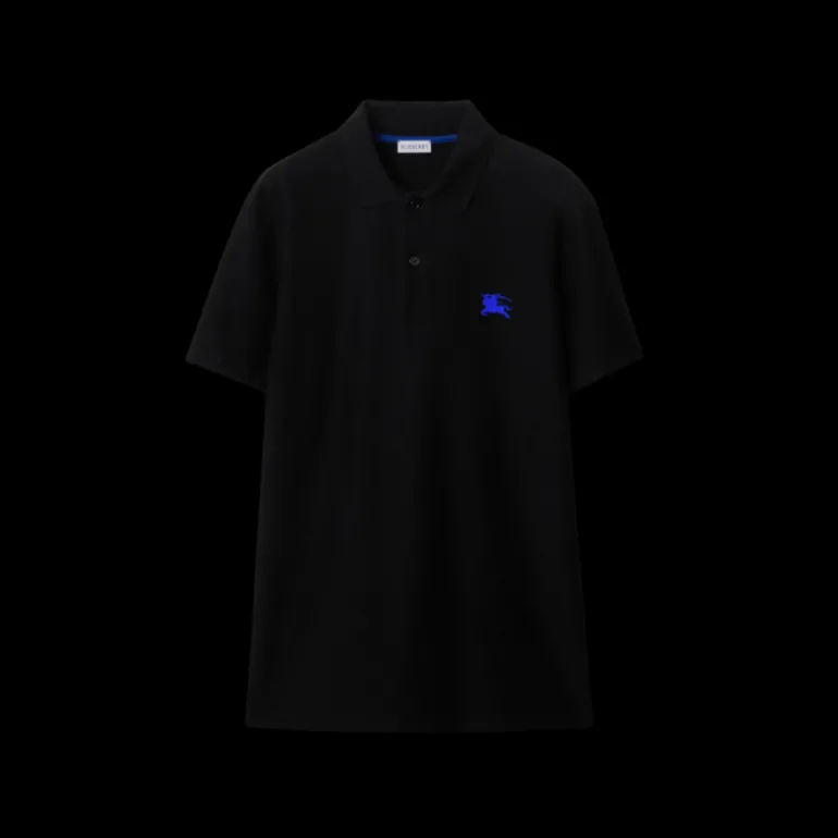 Polo BURBERRY manche courte coton noir chevalier équestre bleu