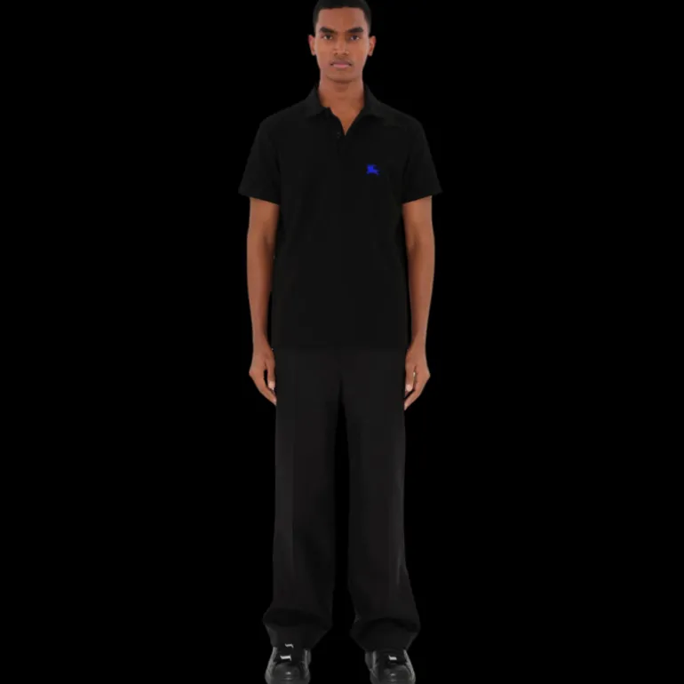 Polo BURBERRY manche courte coton noir chevalier équestre bleu