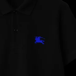 Polo BURBERRY manche courte coton noir chevalier équestre bleu