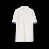 Polo BURBERRY piqué de coton blanc bordure manche courte bleu
