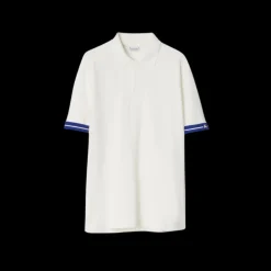 Polo BURBERRY piqué de coton blanc bordure manche courte bleu