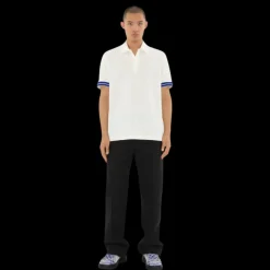 Polo BURBERRY piqué de coton blanc bordure manche courte bleu