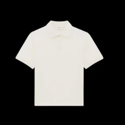 Polo Cassandre piqué de coton écru logo YSL brodé