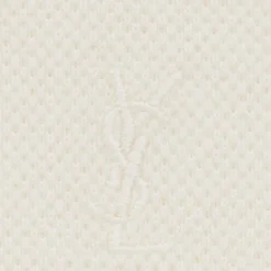 Polo Cassandre piqué de coton écru logo YSL brodé