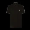 Polo DOLCE & GABBANA manches courtes coton pique blanc logo plaque métal
