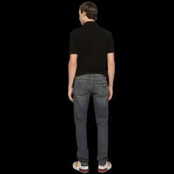 Polo DOLCE & GABBANA manches courtes coton pique blanc logo plaque métal