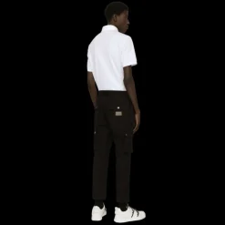 Polo DOLCE & GABBANA manches courtes coton pique blanc logo plaque métal