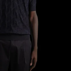 Polo DOLCE & GABBANA soie motif losange broderie logo DG ton sur ton