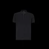 Polo manche courte FENDI coton piqué noir motif soie FF
