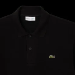 Polo manche courte LACOSTE coton piqué noir grosse étiquette