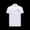 Polo manche courte MONCLER coton piqué blanc logo pixel