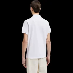 Polo manche courte MONCLER coton piqué blanc logo pixel
