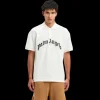 Polo manche courte PALM ANGELS coton blanc gros logo poitrine noir