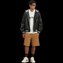 Polo manche courte PALM ANGELS coton blanc gros logo poitrine noir