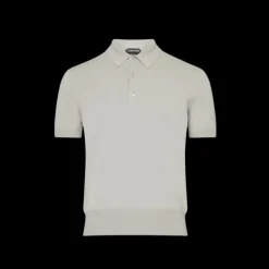 Polo manche courte TOM FORD coton gris pale