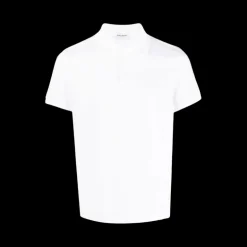 Polo SAINT LAURENT manches courtes coton bio blanc logo Monogramme blanc