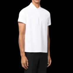 Polo SAINT LAURENT manches courtes coton bio blanc logo Monogramme blanc