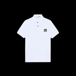 Polo STONE ISLAND manche courte coton stretch blanc logo Rose des Vents