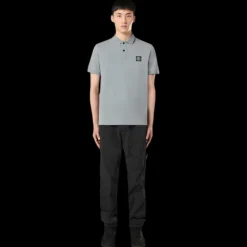Polo STONE ISLAND manche courte piqué de coton stretch gris