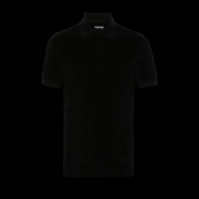 Polo TOM FORD manche courte coton mélangé éponge noir