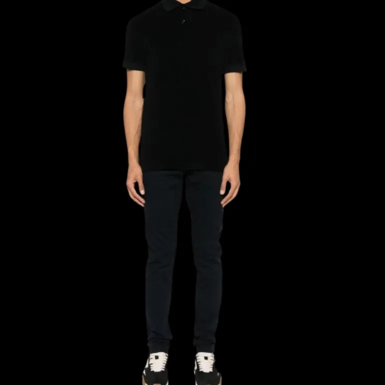 Polo TOM FORD manche courte coton mélangé éponge noir