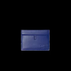 Porte cartes BURBERRY cuir bleu embossé cavalier