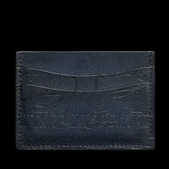Porte-carte BERLUTI Bambou cuir veau Venezia bleu marine Scritto