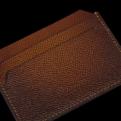 Porte-cartes SANTONI en cuir Saffiano marron