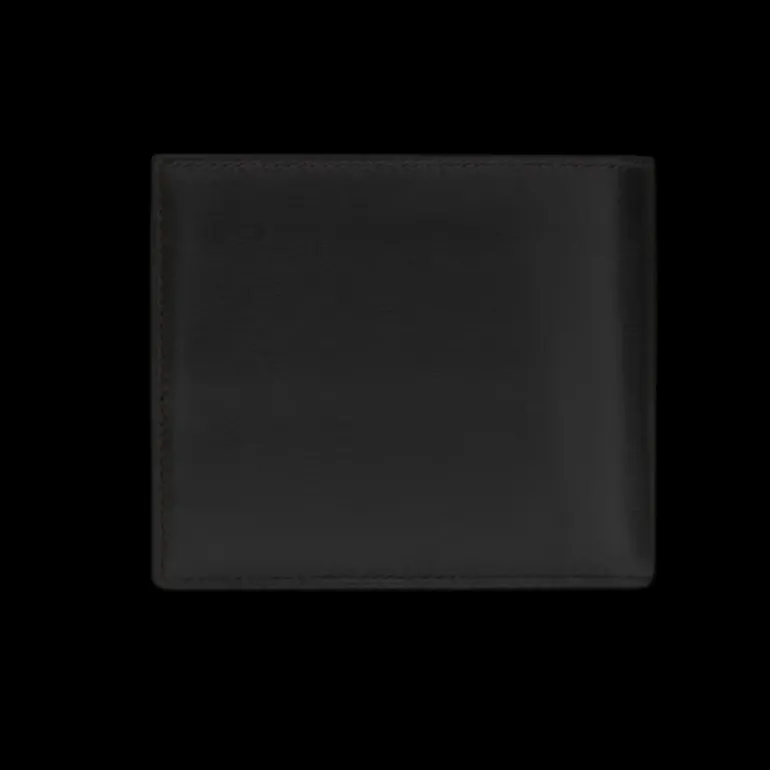 Portefeuille 2 volets SAINT LAURENT cuir veau noir logo Cassandre YSL argent