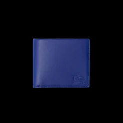 Portefeuille BURBERRY deux volets cuir bleu EKD